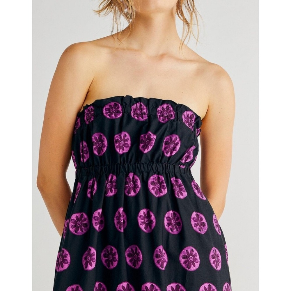 Free People Leanna Tropical Medallion Tube Maxi Dress, Black Purple,M - Picture 5 of 12